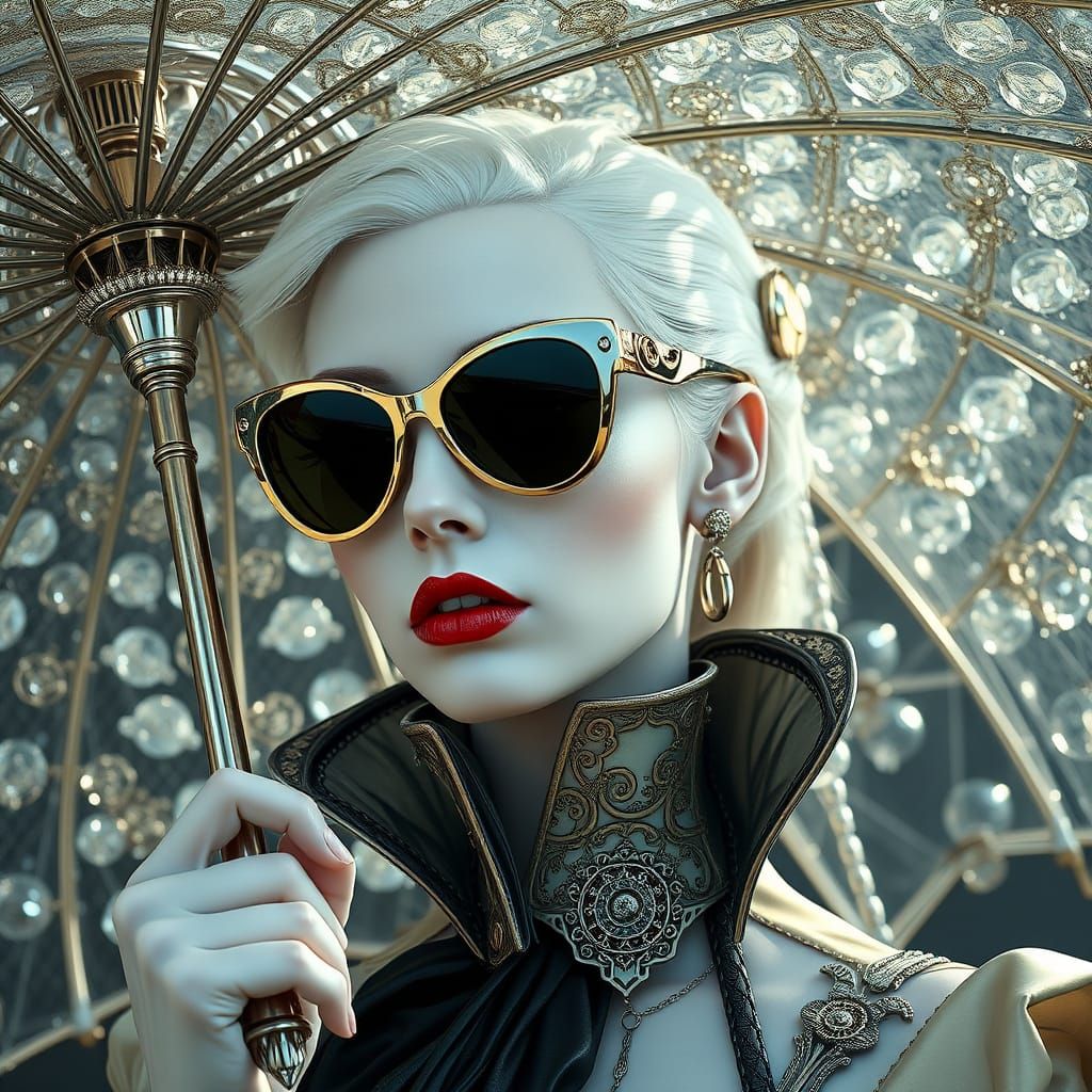 Glamorous Vampire Femme Fatale in Cyberpunk Attire