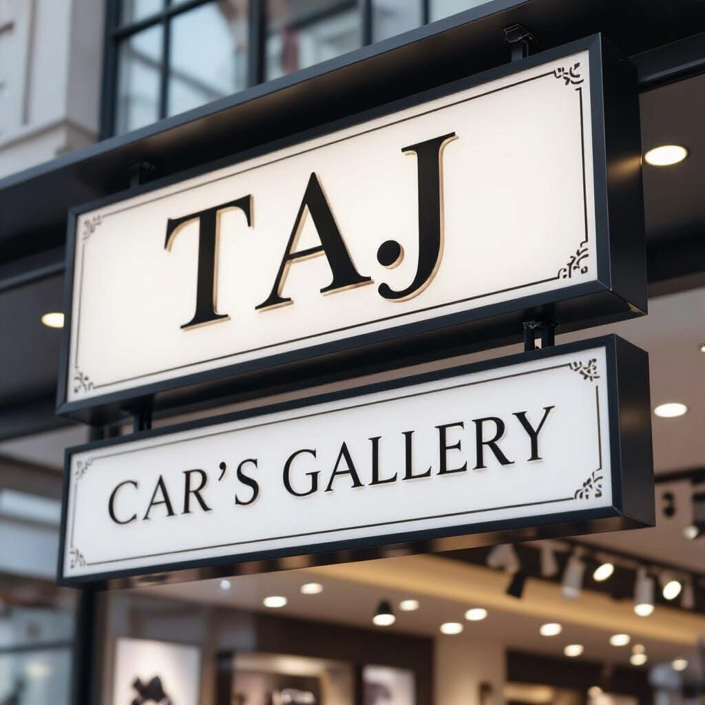 Taj Car Gallery Sign In Bustling Marketplace