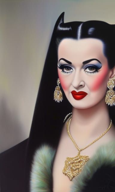 Lily Munster: Realistic Detailed Portrait Painting