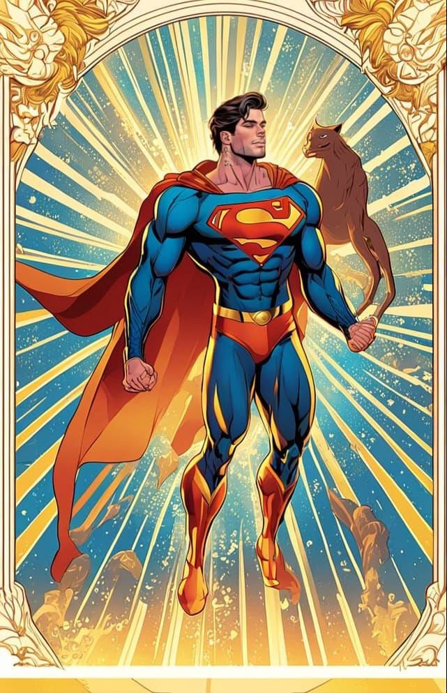 Handsome Superman in Lavish Gay Tarot Card Art