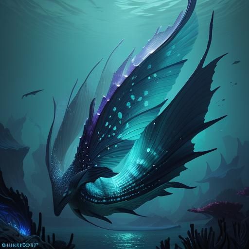 Iridescent Deep Sea Creature in Fantasy Ocean