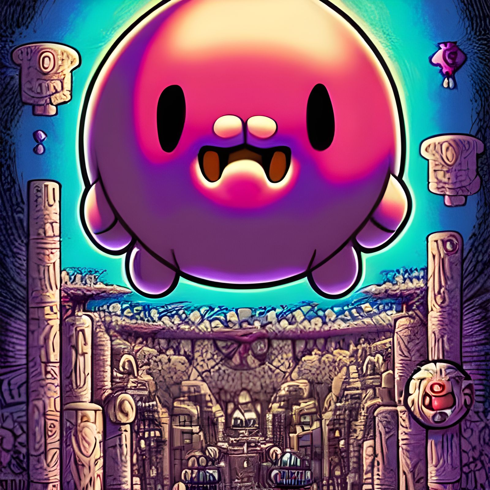 Stylized Kirby Illustration in Street Art Style
