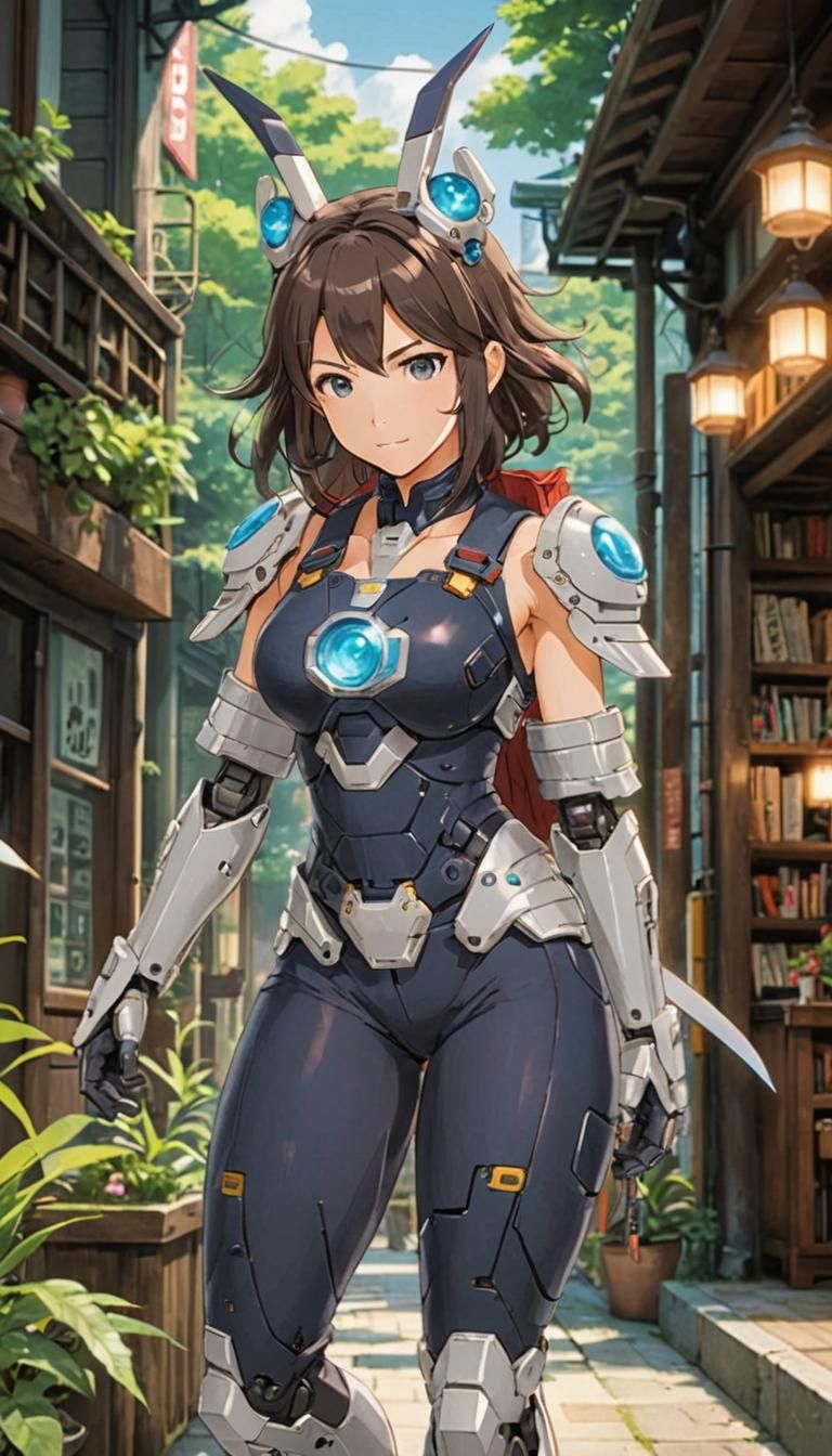 Anime Girl as Nintendo Switch in Cyberpunk Style