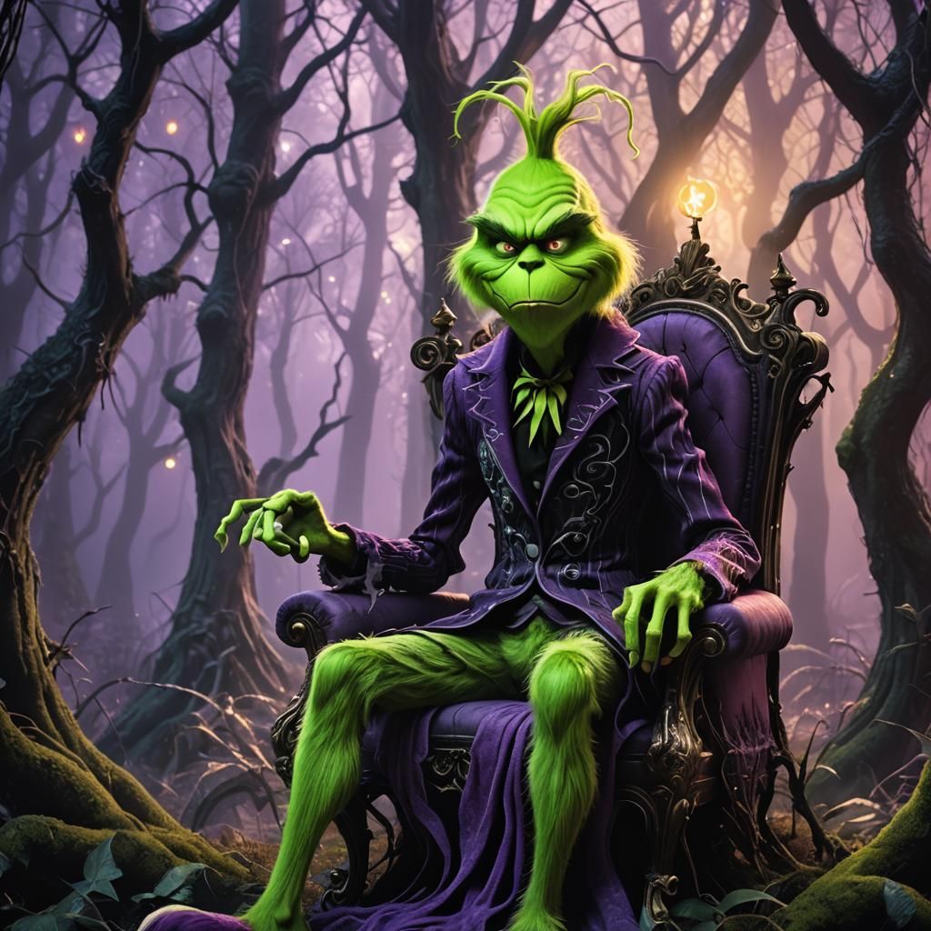 Grinch as Jack Skellington in Gothic Forest
