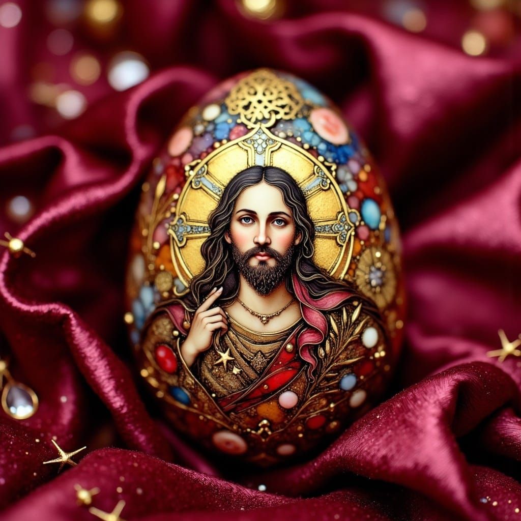 Surreal Easter Icon in Traditional Eastern Orthodox Style