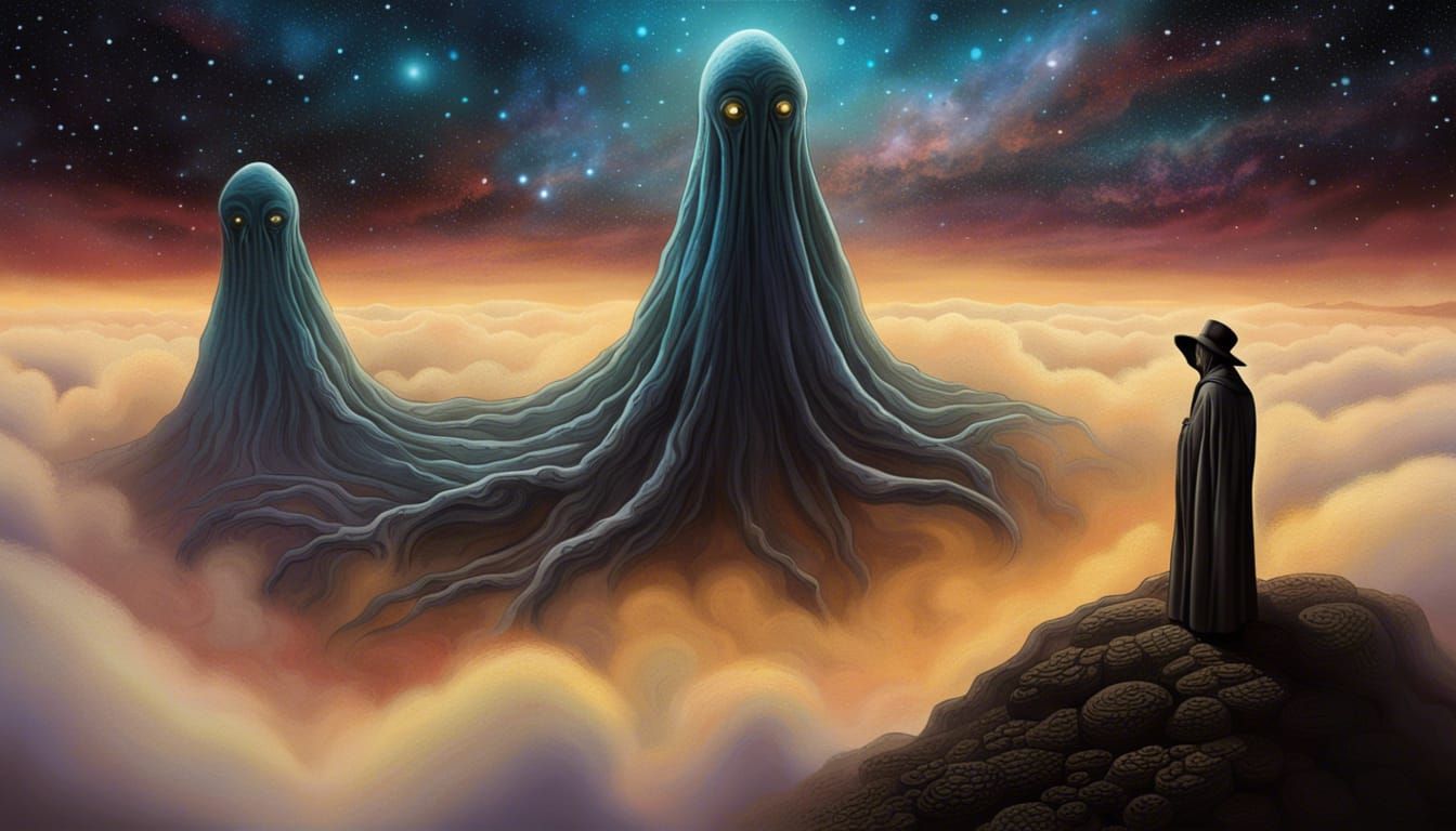 Eldritch Being Emerges from Cosmic Nebula