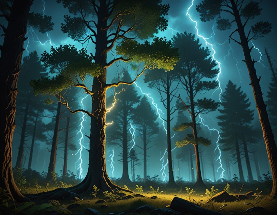 Mystical Forest Glows with Neon Lights