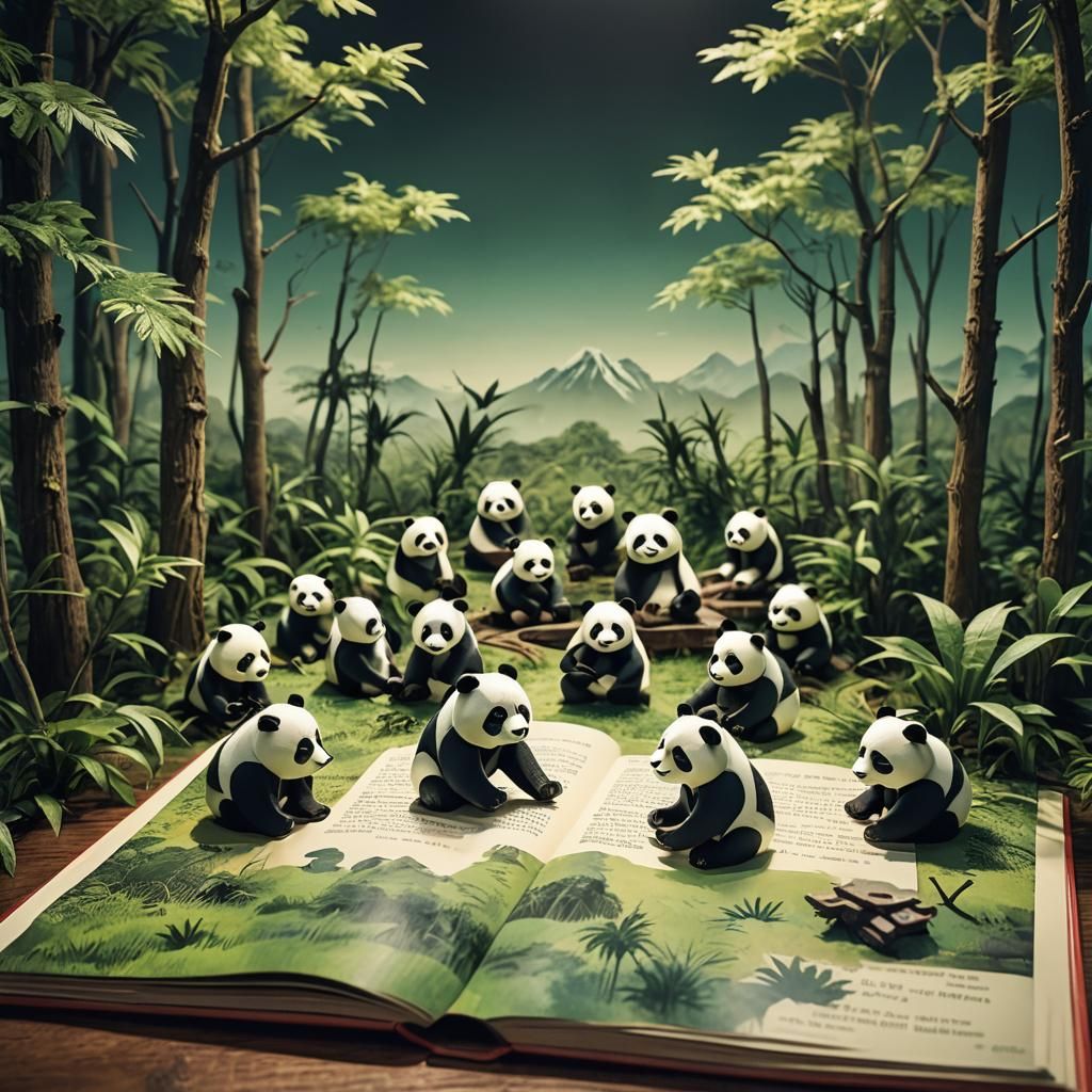 Pandas in a Pop-Up Book: Cinematic Still