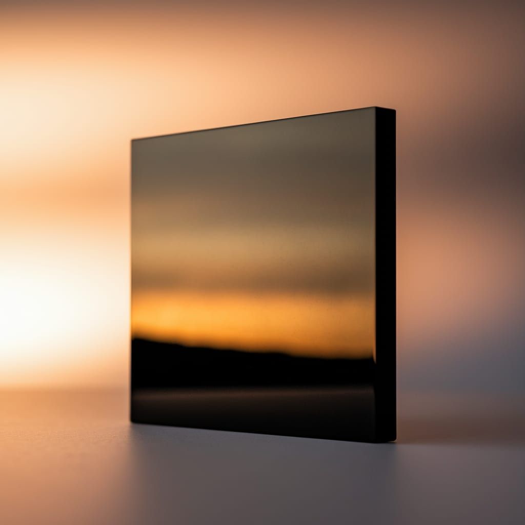 Sleek Black Square Illuminated by Sunset