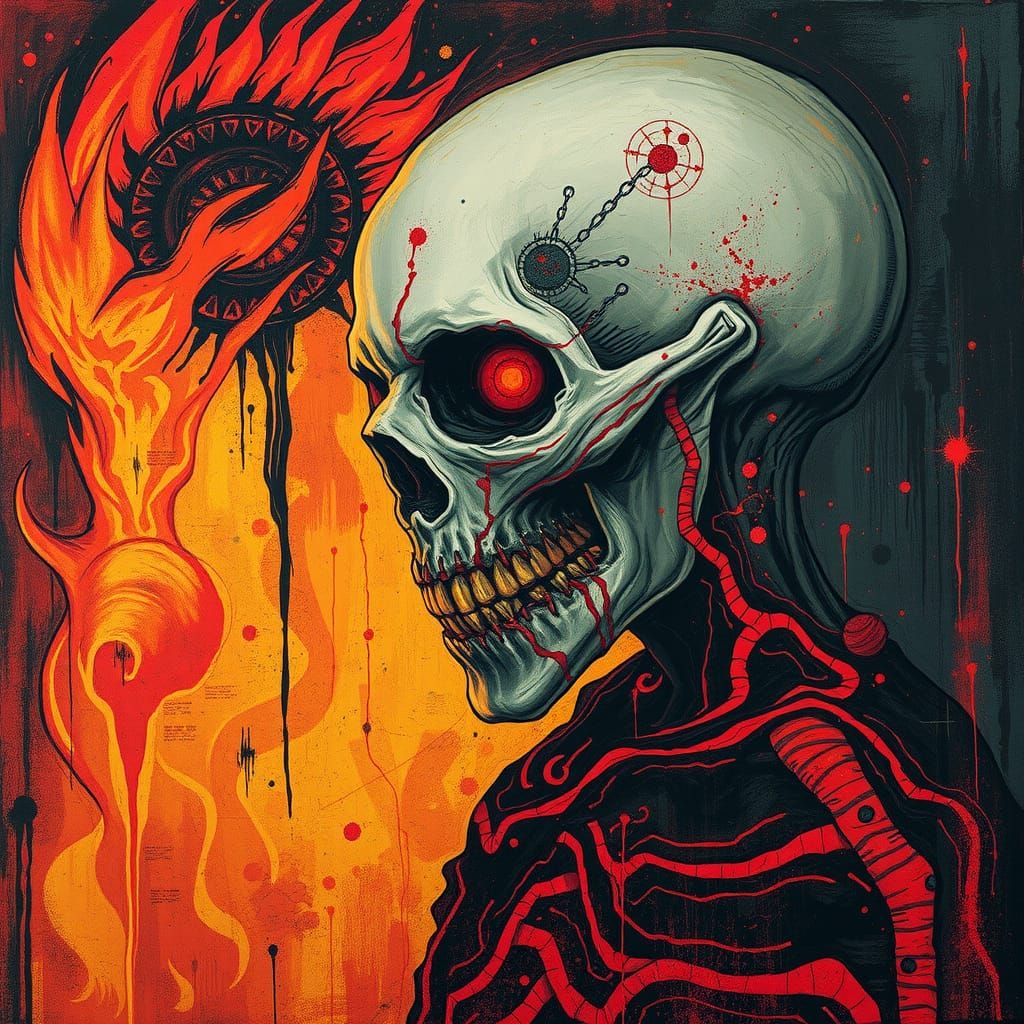 Tormented Fire Wraith in Fauvist Style