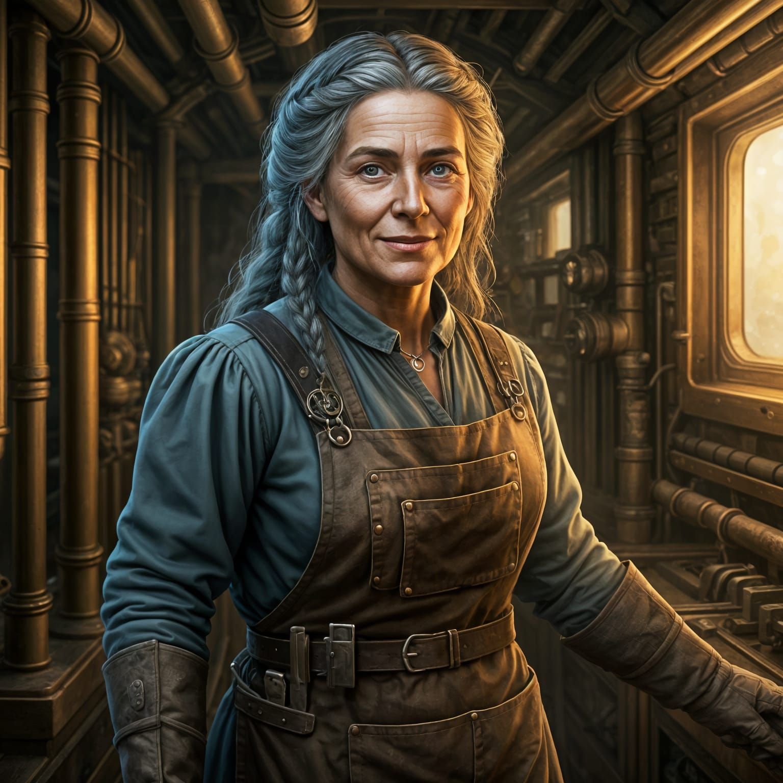 Edith Faulkner, Steampunk Airship Mechanic at Work