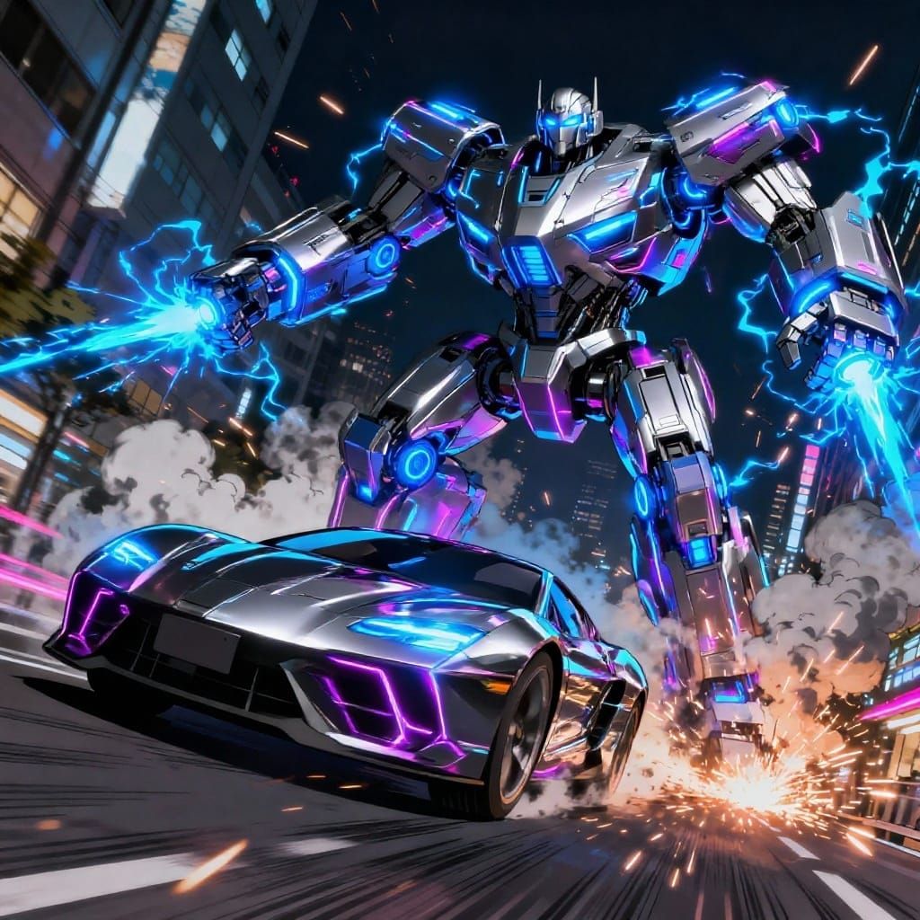 Cyberpunk Muscle Car Transforms into Neon Beast