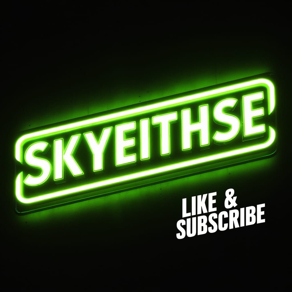 Neon "Skyeithse" Sign with Retro Urban Aesthetic
