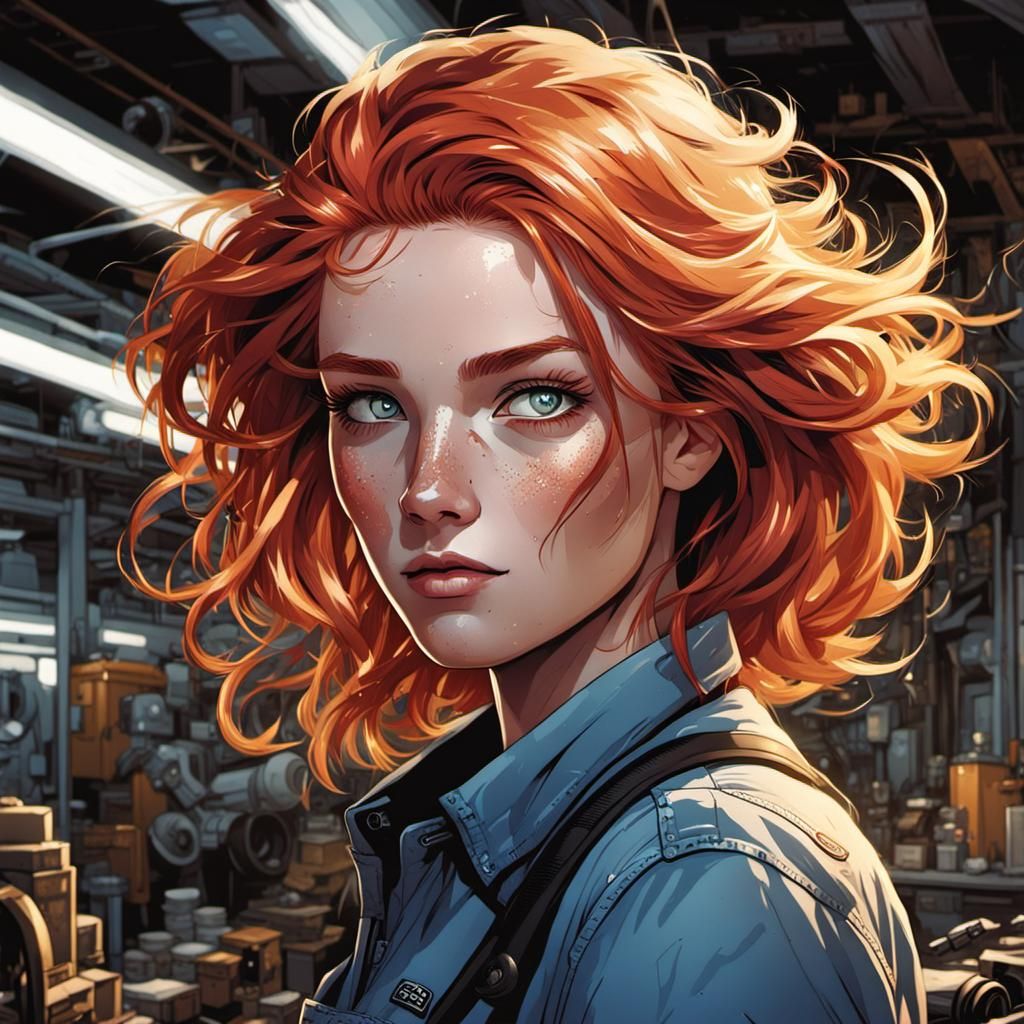 Seventeen-Year-Old Mechanic in Comic Book Art Style