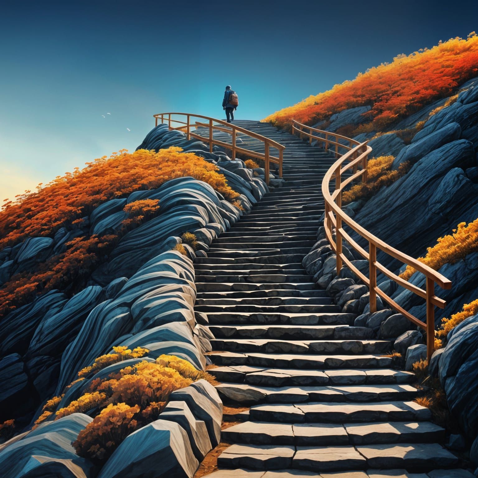 Surreal Mountain Ascent in Dreamscape Digital Art