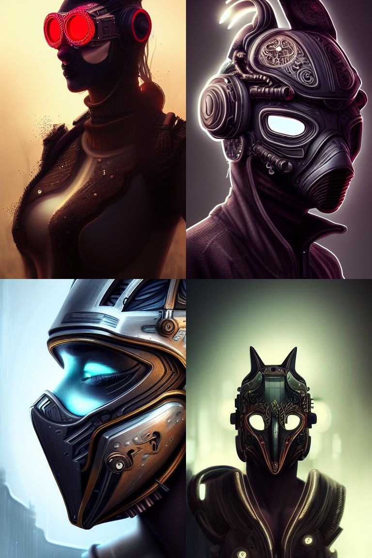 Cyberpunk Fox Venetian Mask Portrait