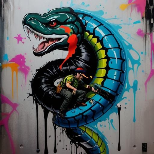 Graffiti Art: Snake Swallowing Man