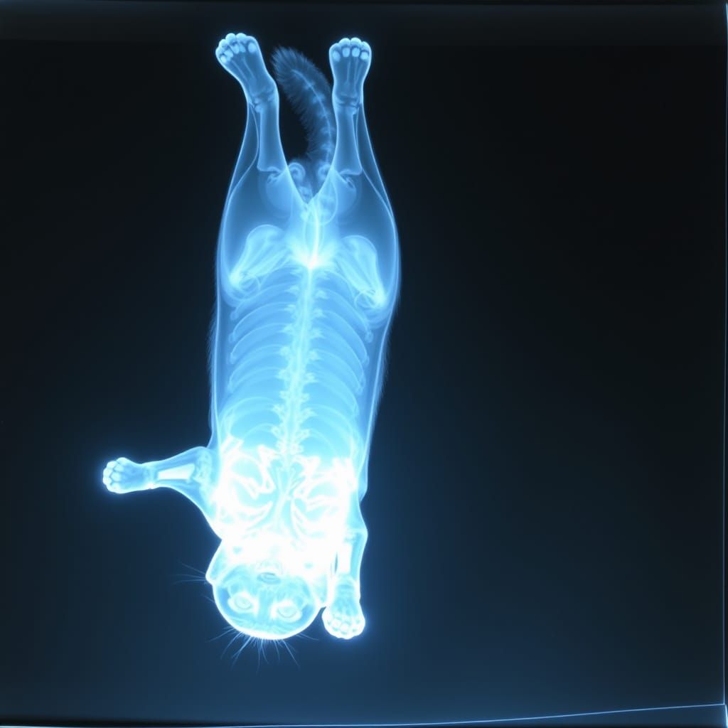 X-Ray Falling Cat Vector in Motion Study Style