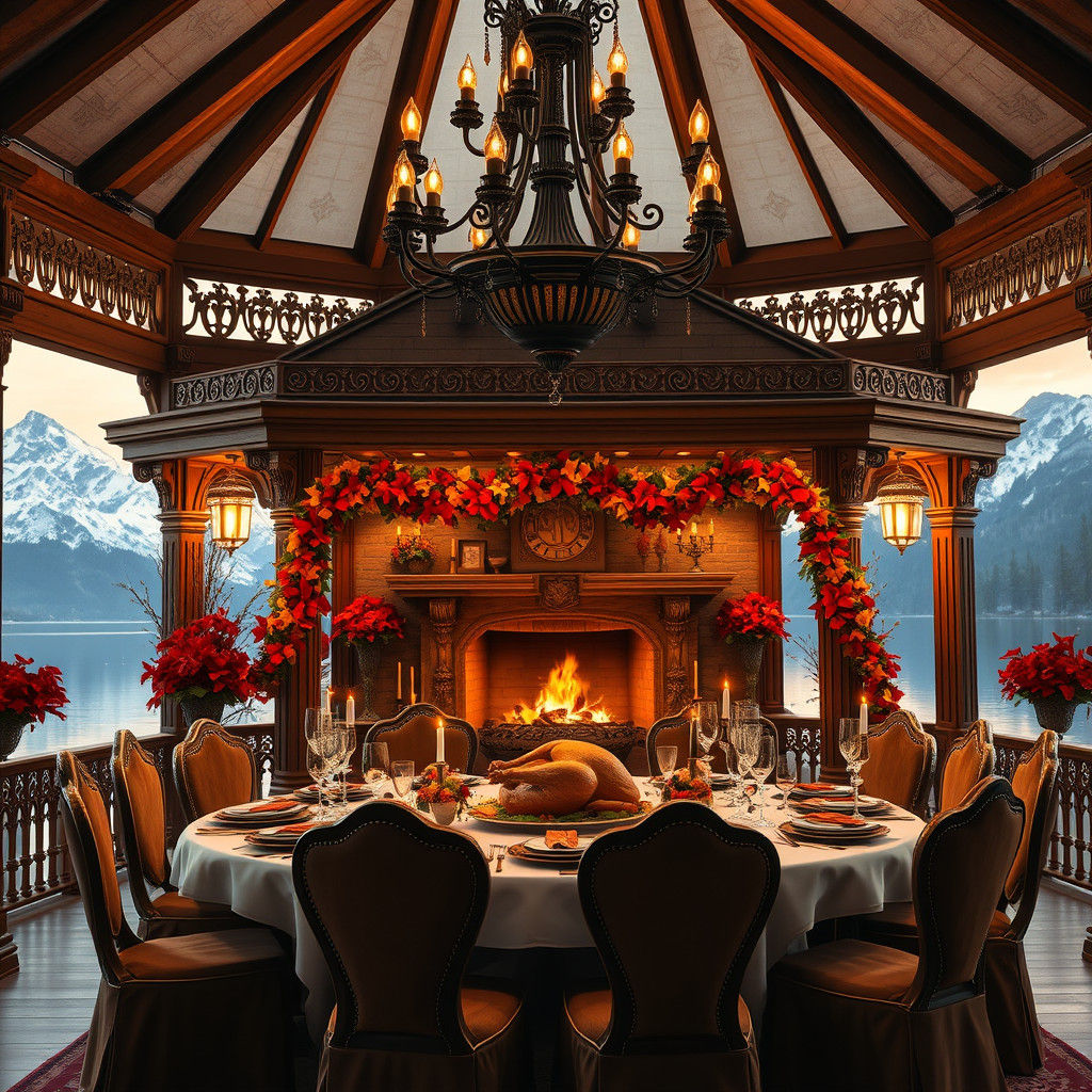 Thanksgiving Feast in Swiss Alps Gazebo