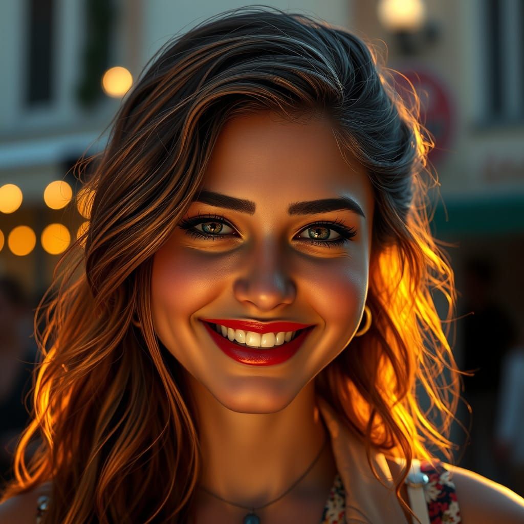 Beautiful Woman Portrait in La Rochelle, Art Nouveau Style