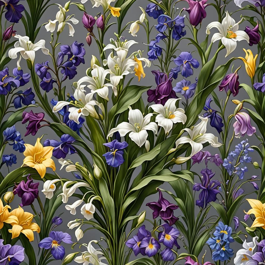 Glass Flowers in Art Nouveau Style