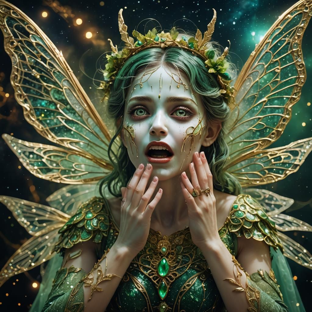 Horrified Fairy in Glittering Space, CGI Artwork