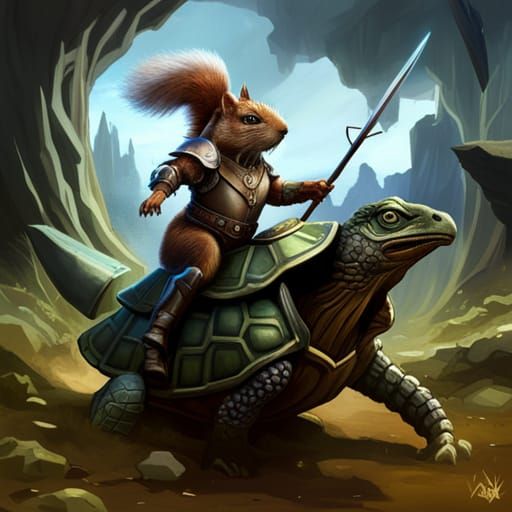Armored Squirrel Rides Tortoise into Battle