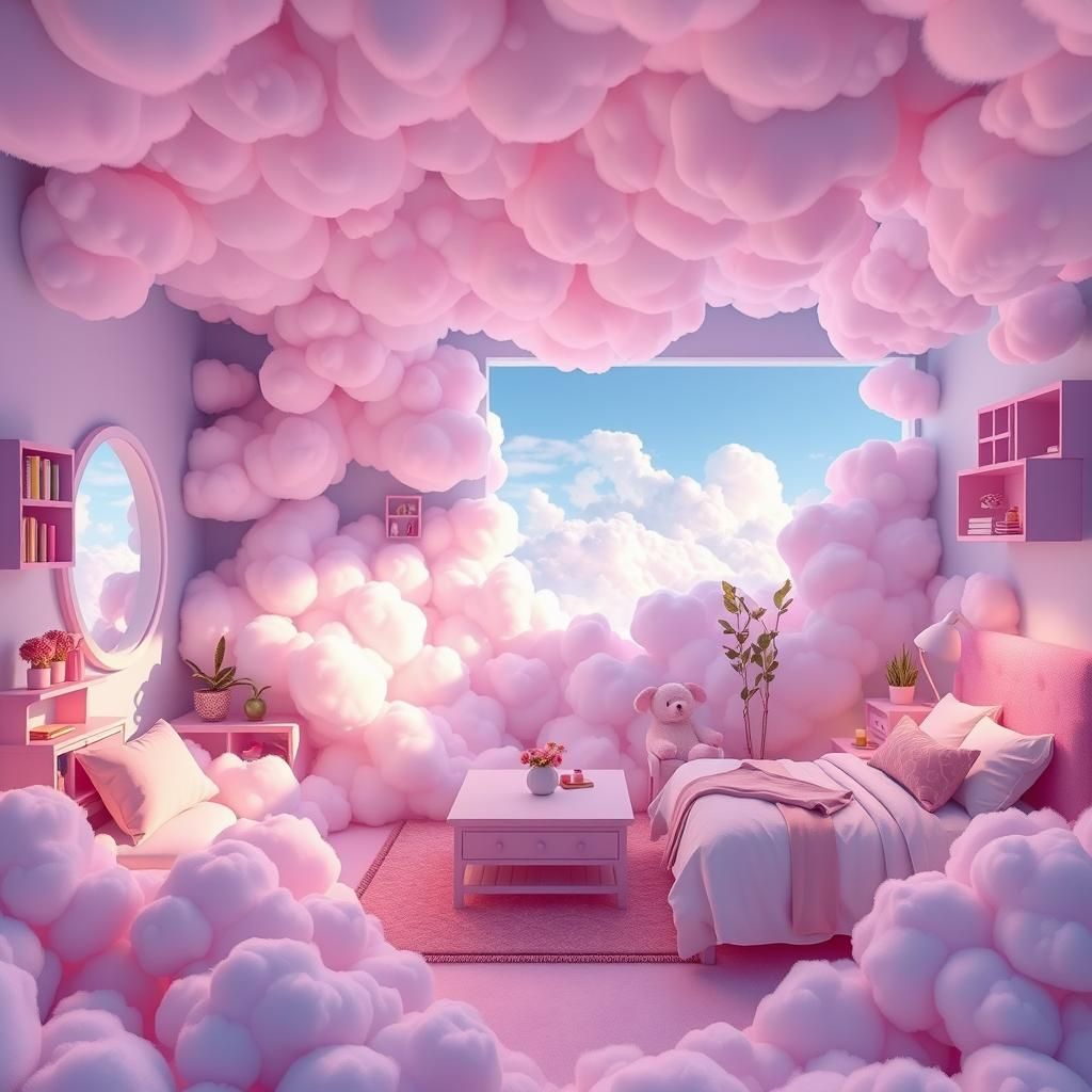 Pastel Dreamscape of Cloud Furniture in Pop Style