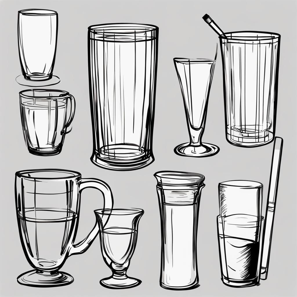 Glassware Sketchbook Pro Style Digital Drawings