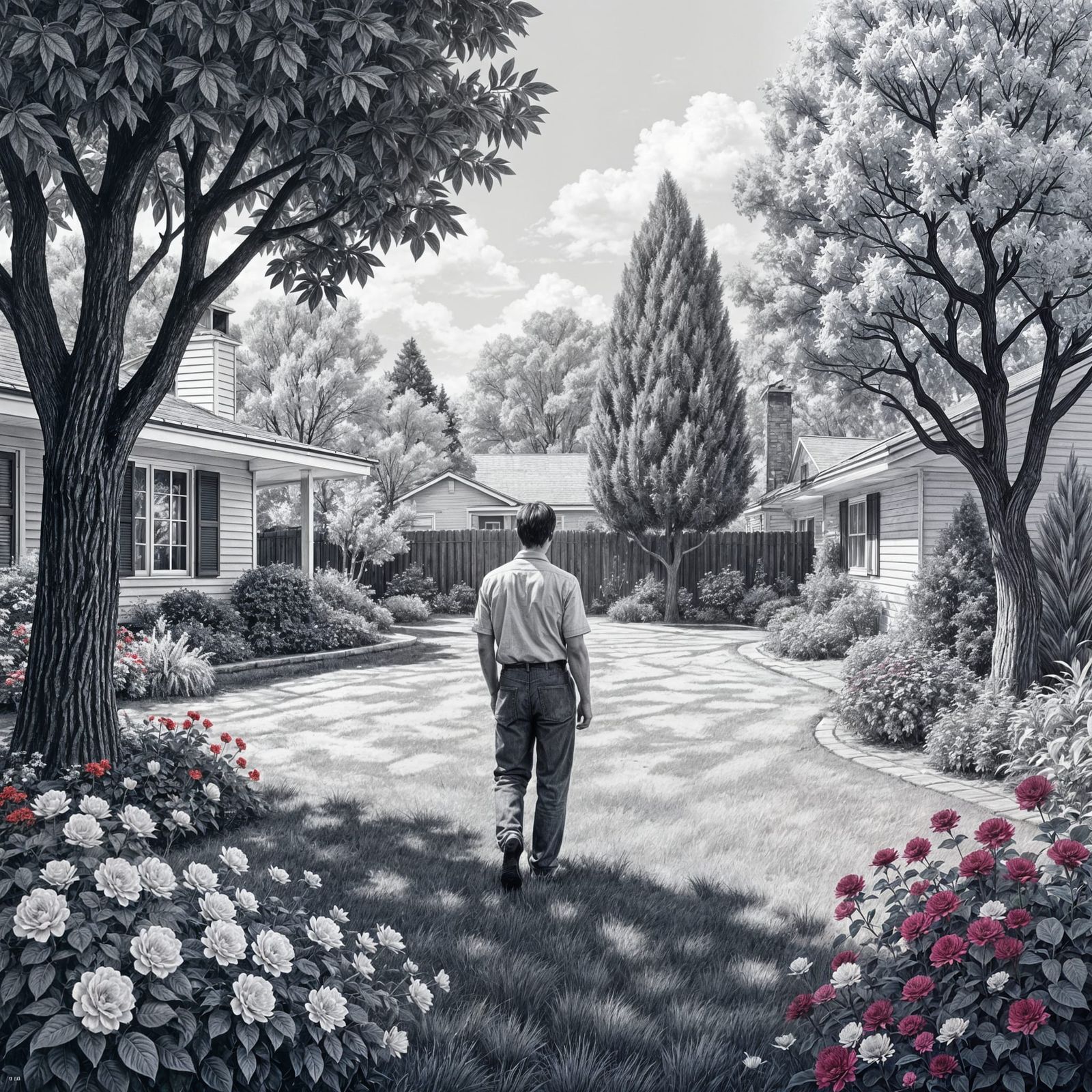 Truman Show Scene in Charcoal