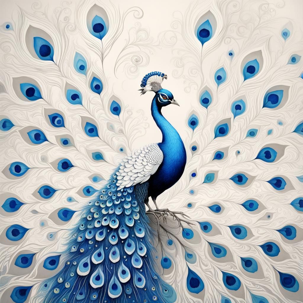 Vibrant Whimsical Peacock Unfurls in Full Opulence