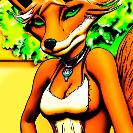 Anthropomorphic Red Fox Female in Comic Book Art