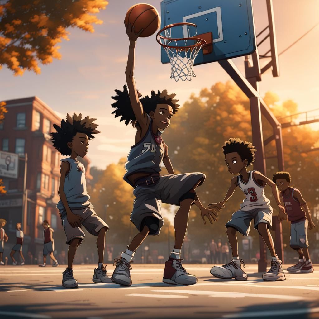 The Boondocks Street Basketball: Detailed Matte Painting