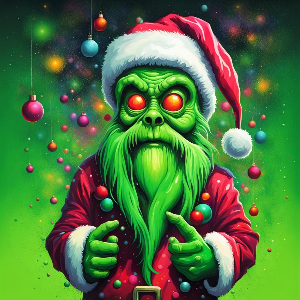 Cosmic Alien Santa Claus Graffiti Art
