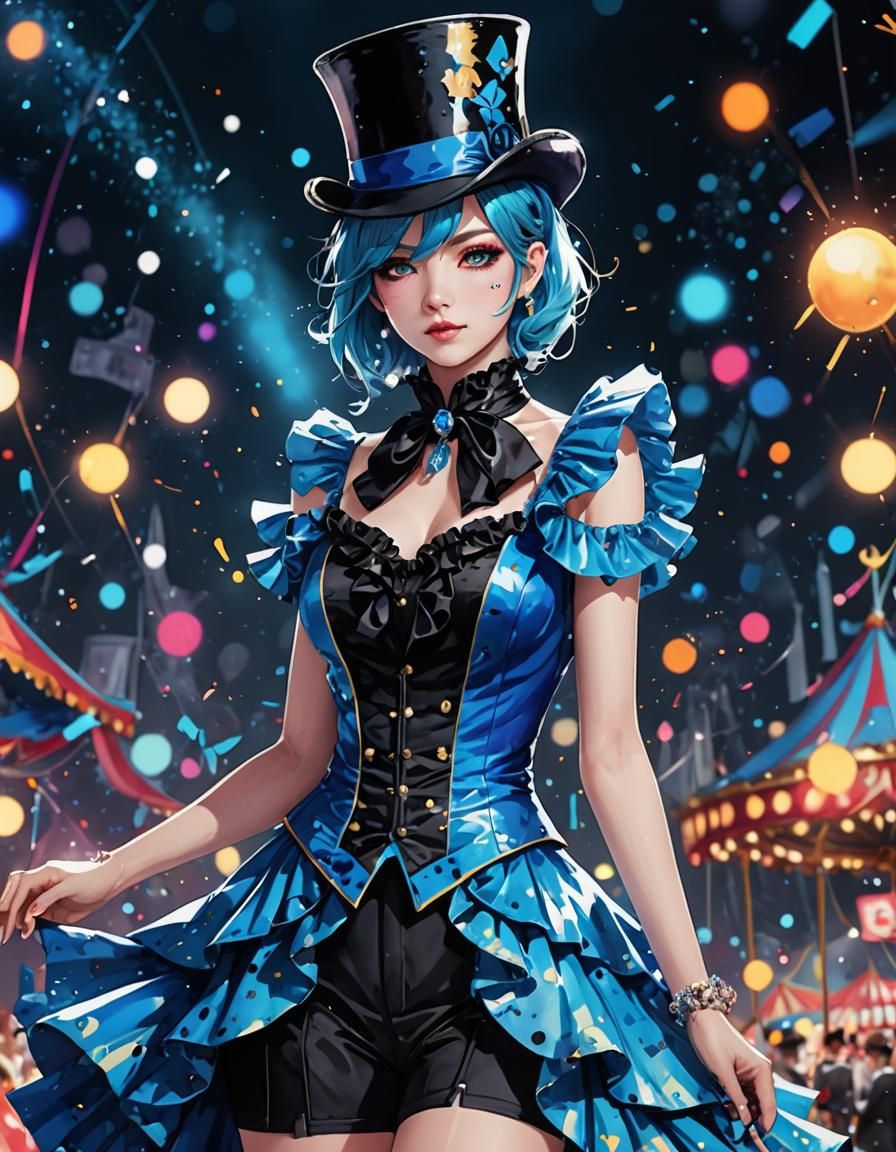 Neon Ringmaster in Watercolor Ink Splatter Style