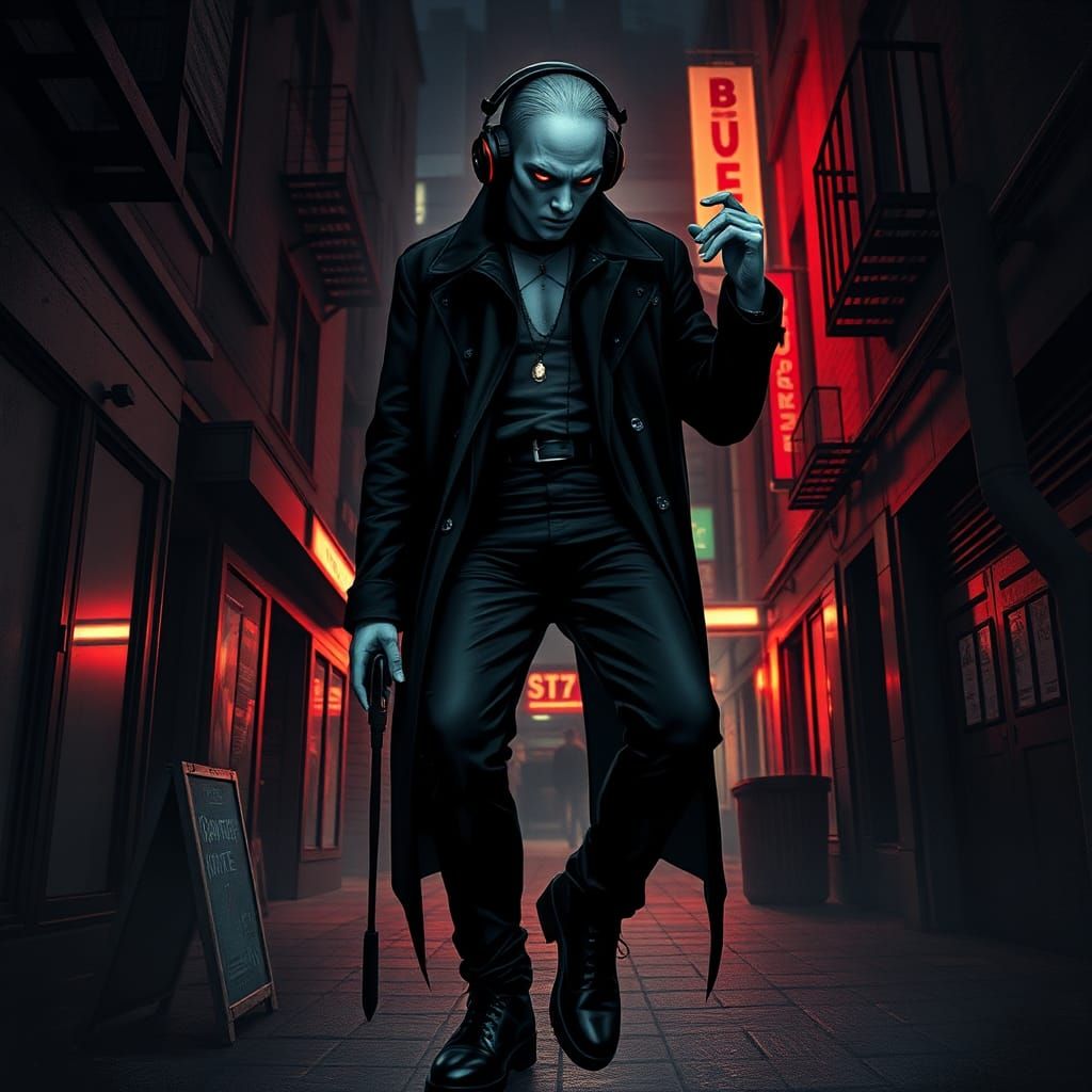 evil Temporary vampire GothPOP before he kills the vampire a...