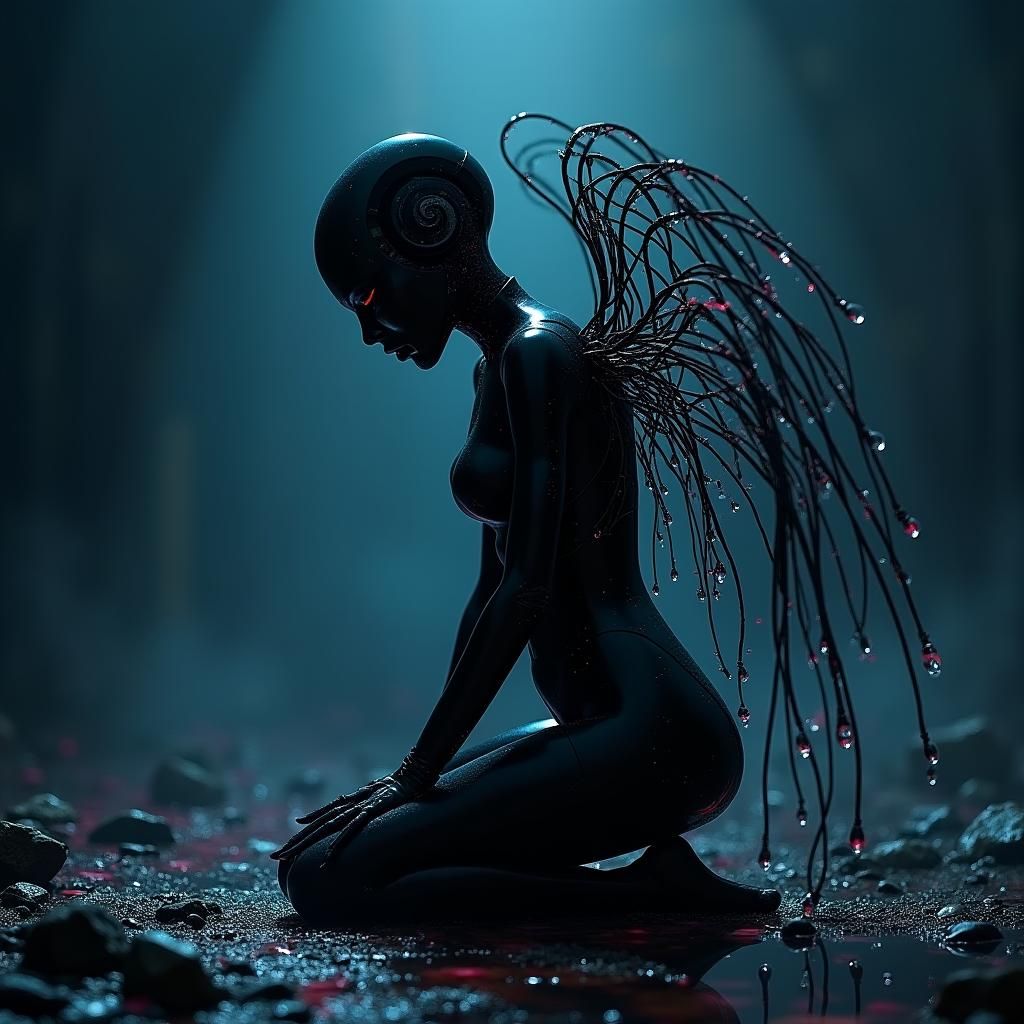 Android in Noir Style with Wire Wings