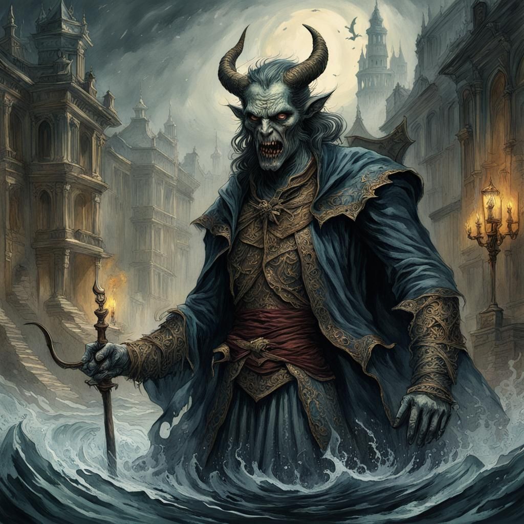 Watercolor She Devil in Storybook Style