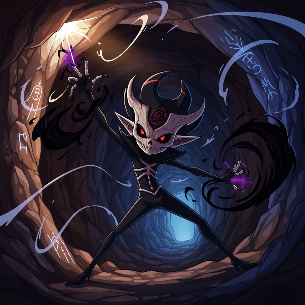 Mischievous Shadow Elf Manipulating Light and Darkness in An...