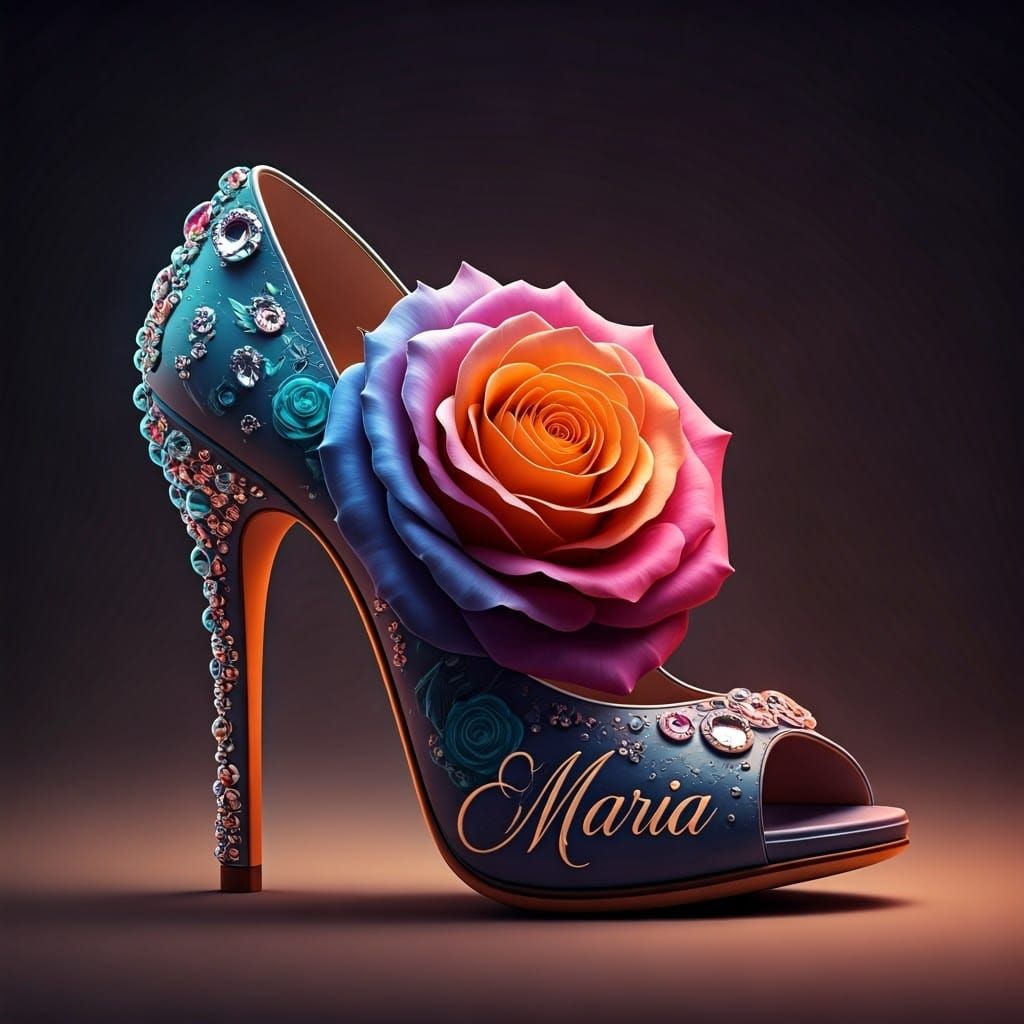 Rose High Heel Shoe in 3D Rendered Style