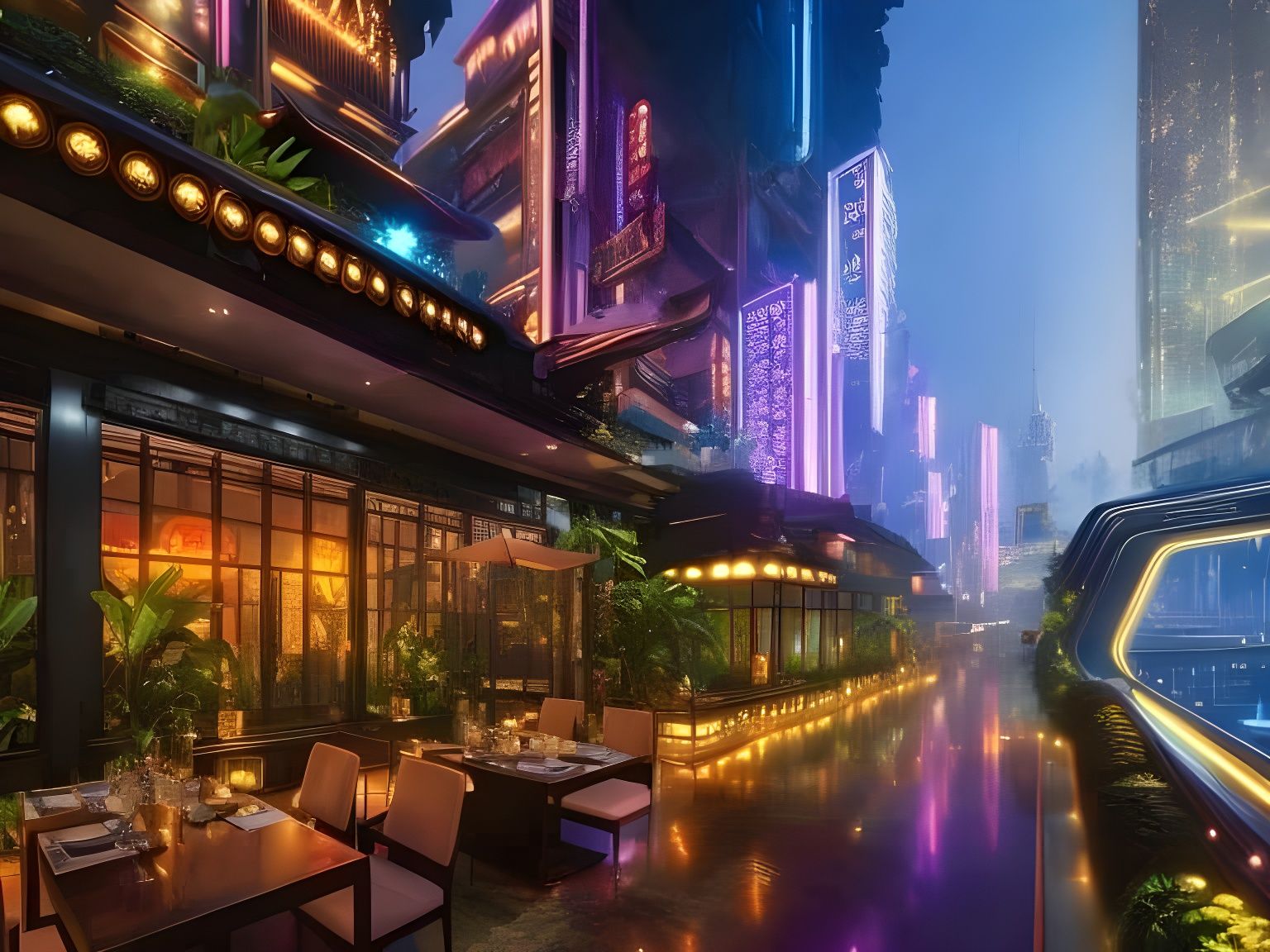 Cyberpunk Thai Restaurant