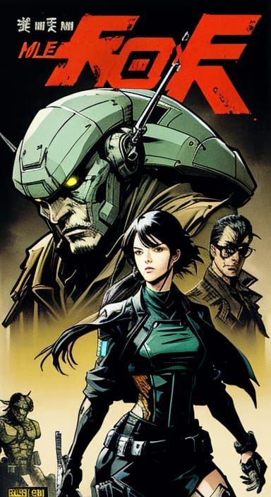 Heroine Battles Mech in Japanese-Inspired Comic Book Cover A...