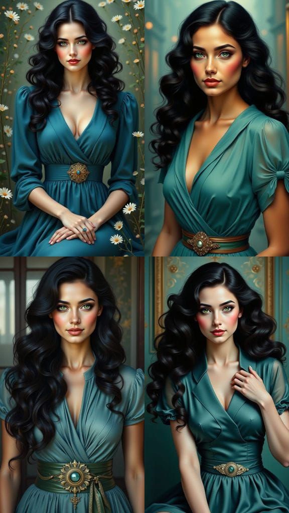 Elegant Jewish Woman in 1940s Style Watercolor Portrait