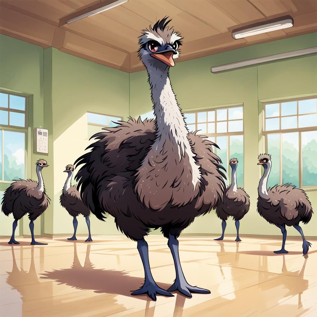 Emu Doing Aerobics in Anime Style