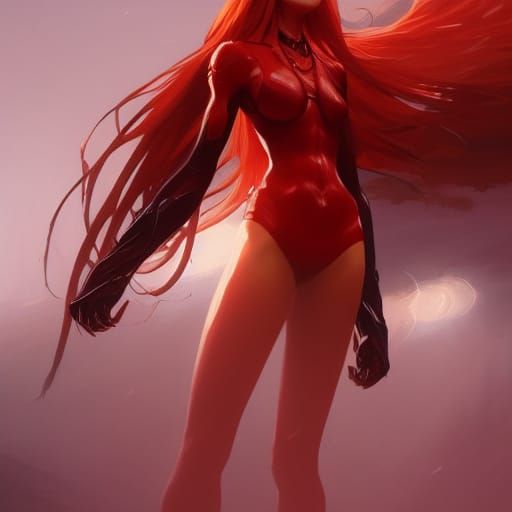 Asuka Langley Soryu in Dark Fantasy Style