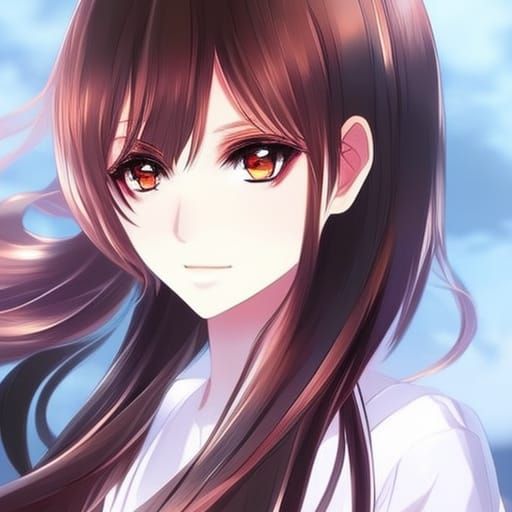 Anime Girl with Brown Eyes in Hyperrealistic Style