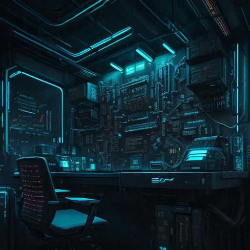 Cyberpunk CPU Components in Neon Light