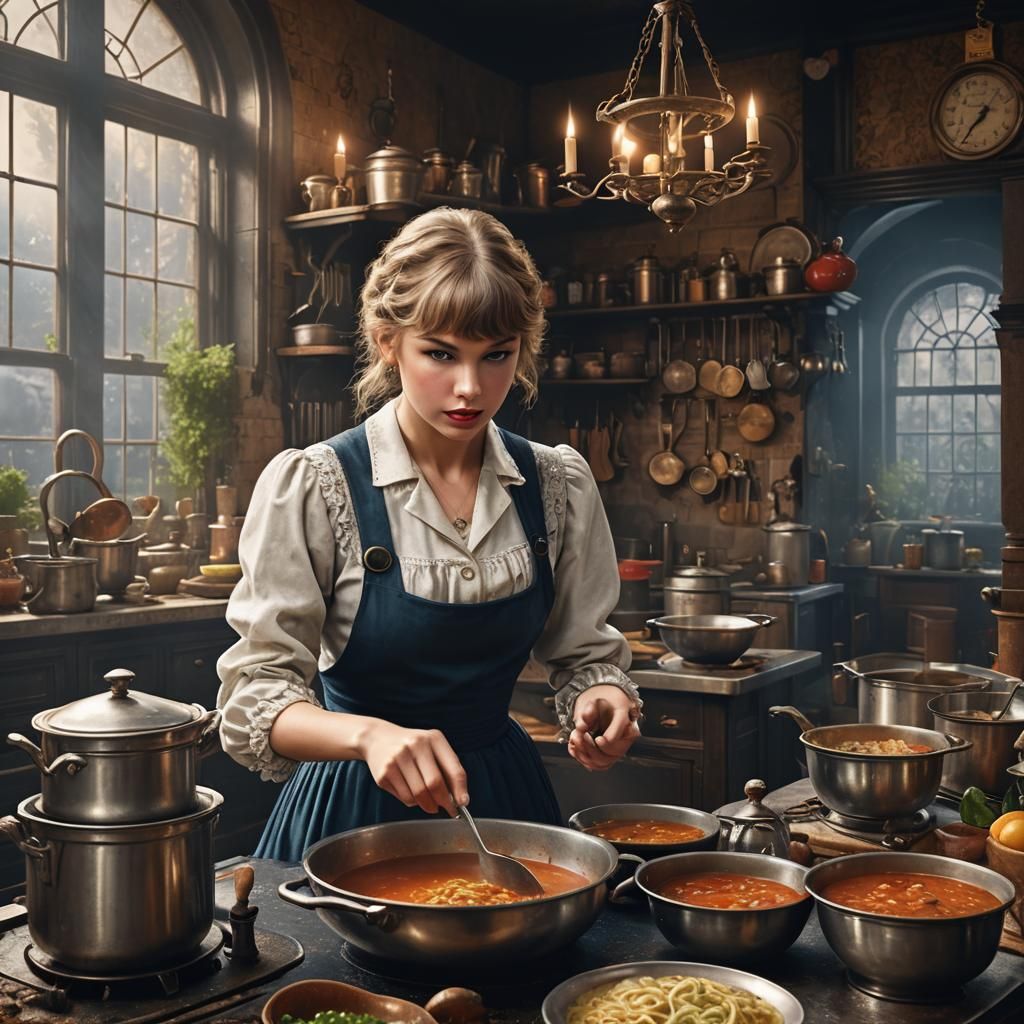Taylor Swift in Victorian Kitchen: Fantasy Art