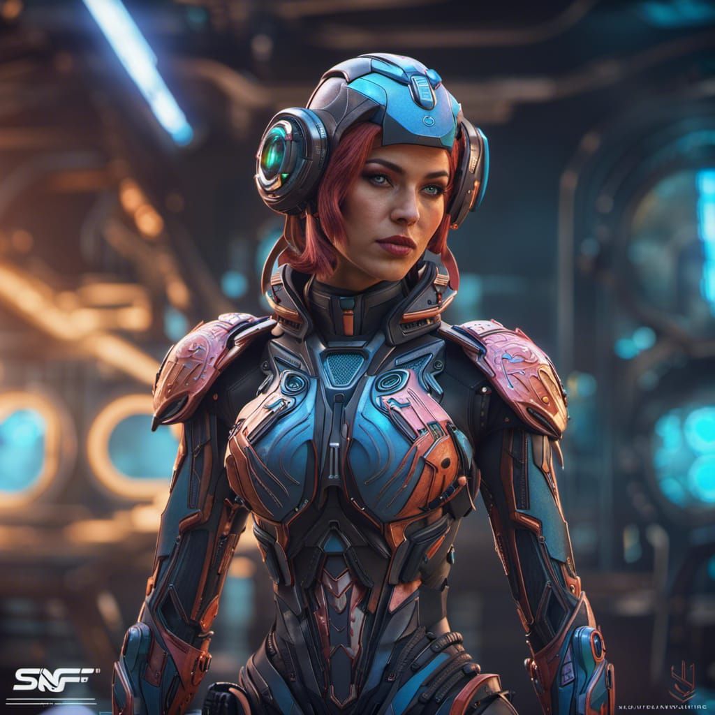 Nasapunk Sci-Fi Female Logo in Detailed Matte Style