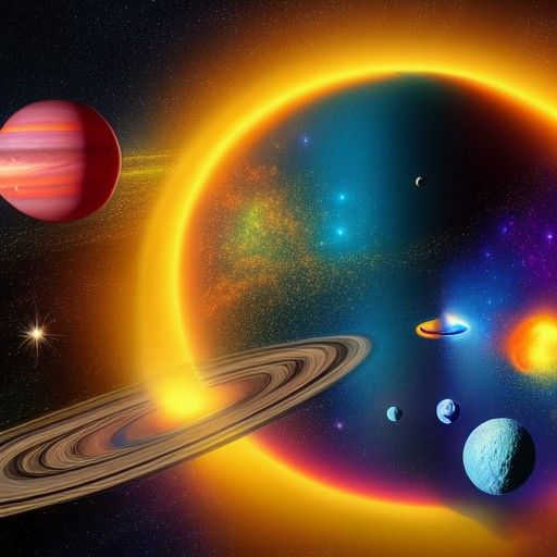 Vibrant Solar System in Art Deco Style